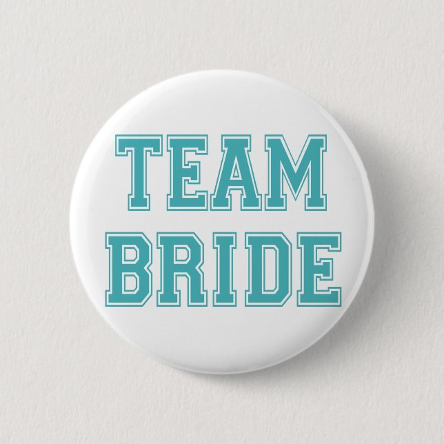 Blue and White Team Bride 2 Inch Round Button (Front)