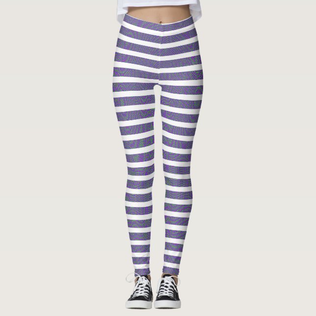 Blue and White Texture Seamless Design Leggings (Front)