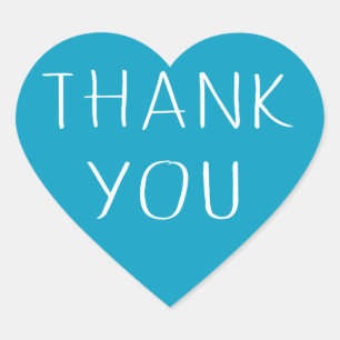 Blue And White Thank You Turquoise Heart Love Sticker