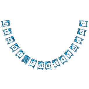 Blue and White Theme Merry Christmas Bunting Flags