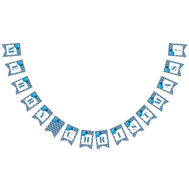 Blue and White Theme Merry Christmas Bunting Flags (All)