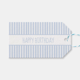 Blue and White Ticking Stripe Personalized Gift Tags