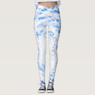 Blue and White Tie Dye Leggings
