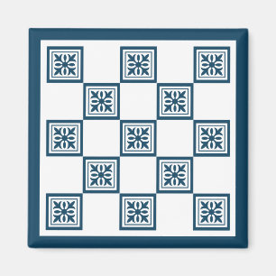 Blue and white tiles magnet