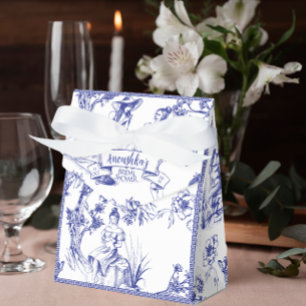Blue and White Toile de Jouy Bridal Shower Favor Box