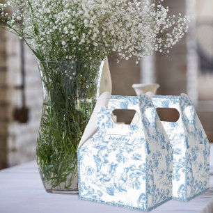 Blue and White Toile de Jouy Bridal Shower Favor Box