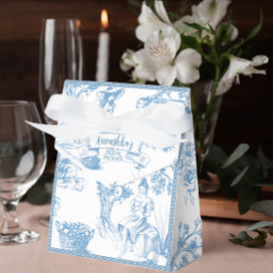 Blue and White Toile de Jouy Bridal Shower Favor Box