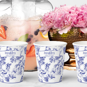 Blue and White Toile de Jouy Bridal Shower Paper Cups