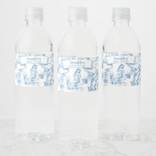 Blue and White Toile de Jouy Bridal Shower Water Bottle Label