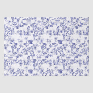 Blue and White Toile Tissue Paper