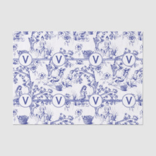Blue and White Toile Tissue Paper