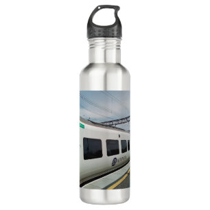 Blue and white train 710 ml water bottle