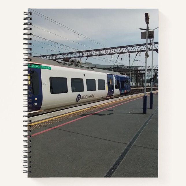 Blue and white train notebook (Front)