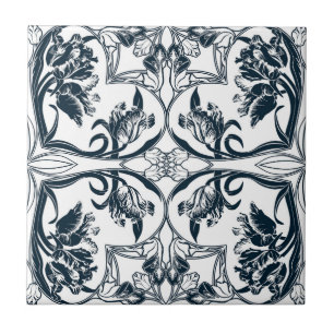 Blue and White Tulip Decorative Tile