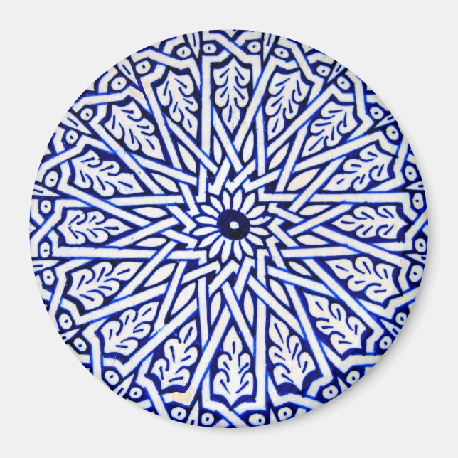 Blue and White Turkish Tile Pattern Magnet (Front)