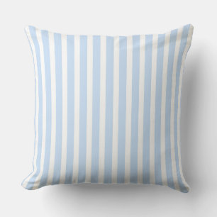 Blue and white vertical striped throw pillow