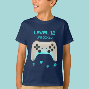 Blue and White Video Game Controller on Dark Blue T-Shirt