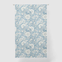 Blue and White Vintage Floral Blackout Curtains 