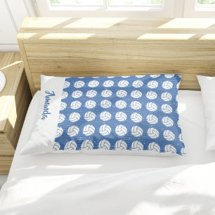 Blue and White Volleyball Pattern Pillowcase