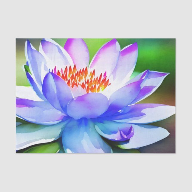 Blue and white water lily art tissue paper (Front)