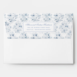 Blue and White Watercolor Damask Wedding Envelope