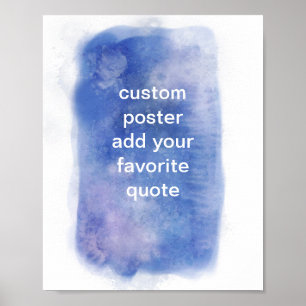 blue and white watercolor design add text custom  poster