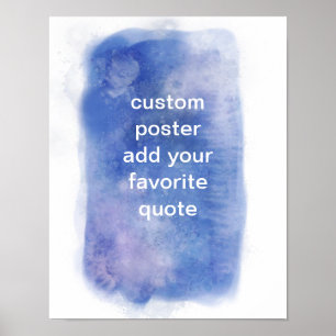blue and white watercolor design add text custom  poster