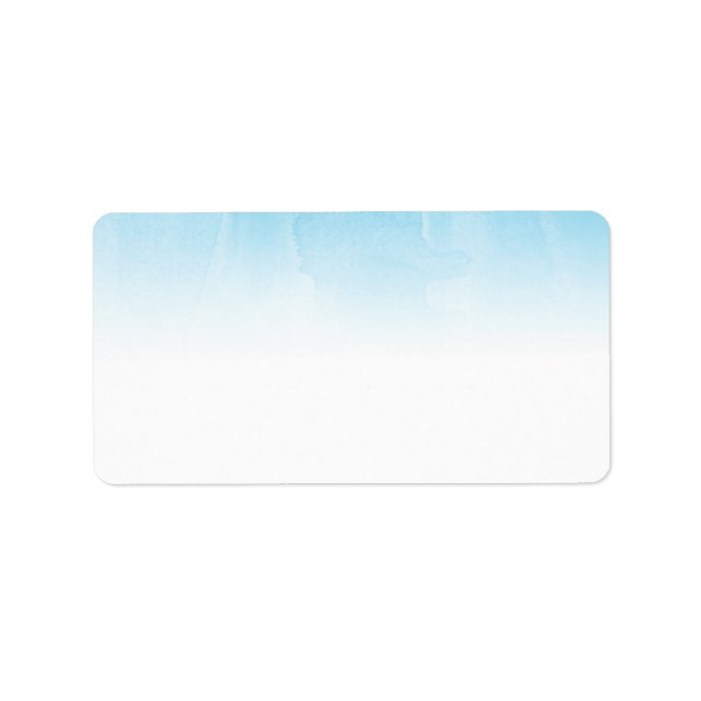 Blue and White Watercolor Ombre Blank Label (Front)