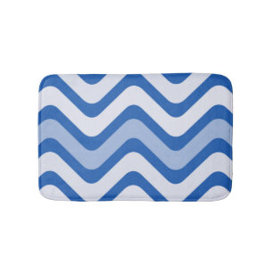 Blue and White Wave Pattern Bath Mat