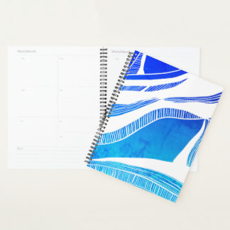 Blue and White Wave Planner