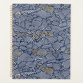 Blue and White Waves Chiyogami Planner