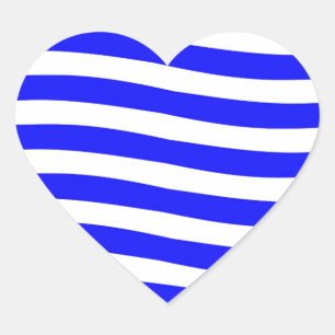 Blue and White Waves Heart Sticker