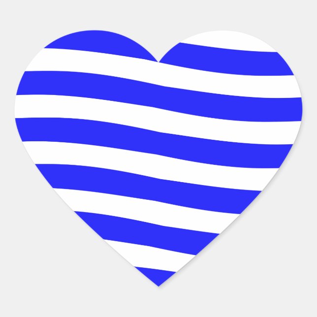 Blue and White Waves Heart Sticker (Front)