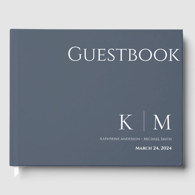 Blue and White-Wedding Guest Book (Front)