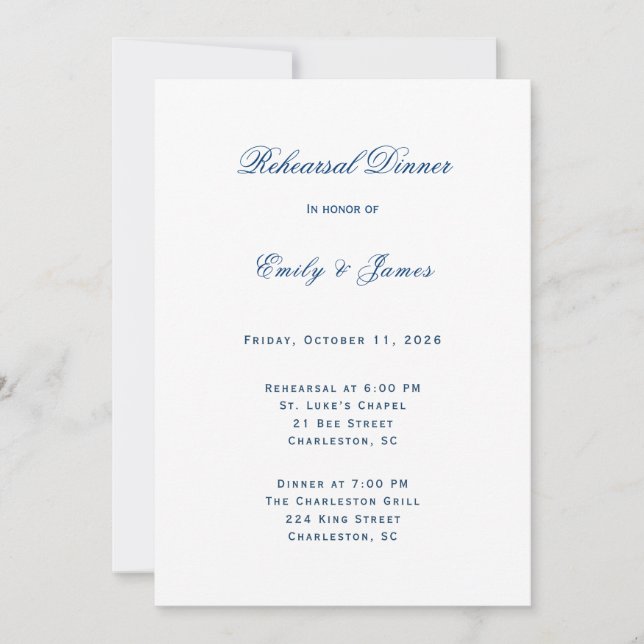 Blue and White Wedding Invitation (Front)