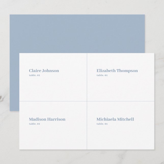 Blue and White Wedding Place Card DIY (Front/Back)