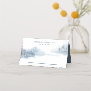 Blue and White Wedding Reception Place Card