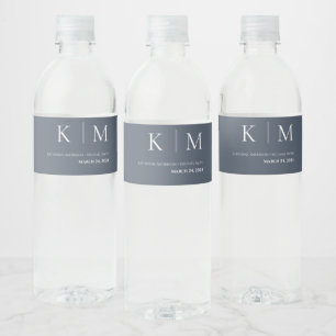 Blue and White-Wedding- Water Bottle Label