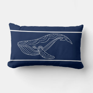 Blue and white Whale Lumbar Pillow