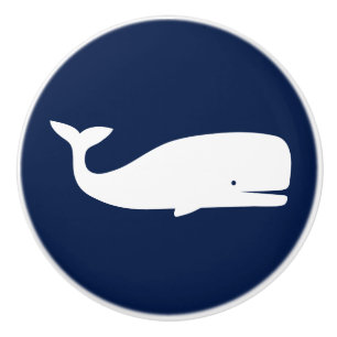 Blue and White, Whale, Nautical, Coastal Ceramic Knob