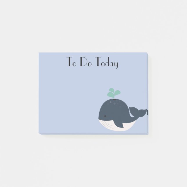 Blue and White Whale Post it Notes (Front)