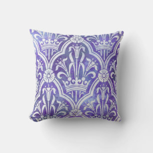 Blue and White William Morris Vintage Reversible Throw Pillow