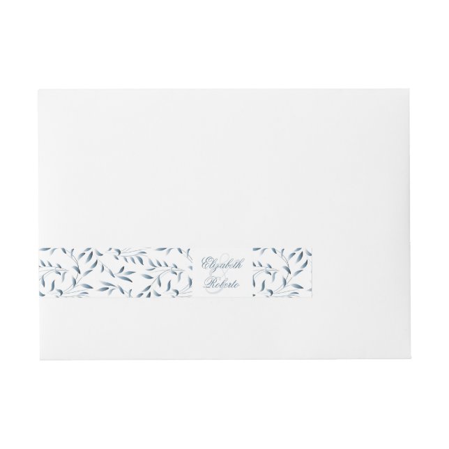 Blue and White Willow Garden Elegant Wedding Wraparound Address Label (Front)
