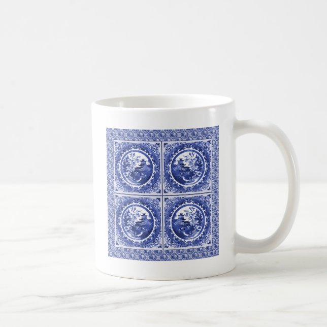 Blue and white, willow pattern design coffee mug (Right)