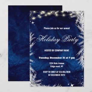 Blue and White Winter Holiday Party 2025 Invitation