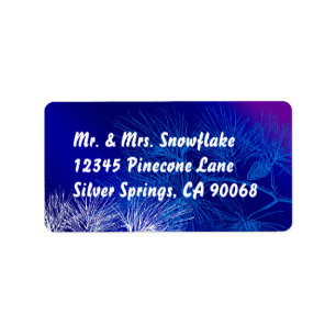 Blue and White Winter Pine Custom Address Label