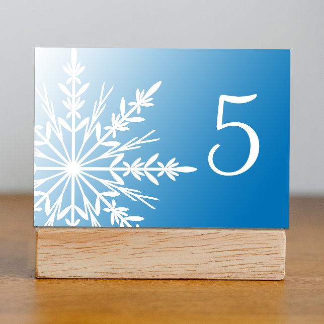 Blue and White Winter Snowflake Table Number Postcard (Creator Uploaded)