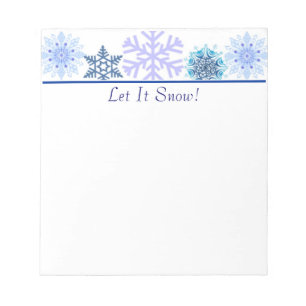 Blue and White Winter Snowflakes   Custom Holiday Notepad