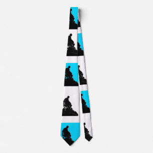 Blue and White with Black Shakespeare Silhouette Tie