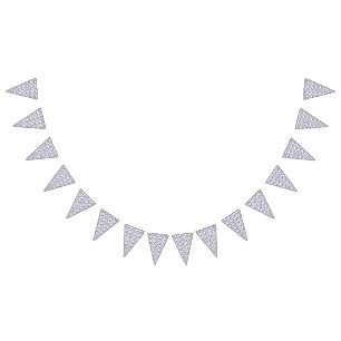 Blue and white wrapping paper featuring a graphic bunting flags